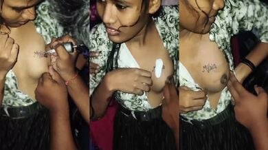 Nibbi lover’s Name Tattooed on Her Boobs Full Video