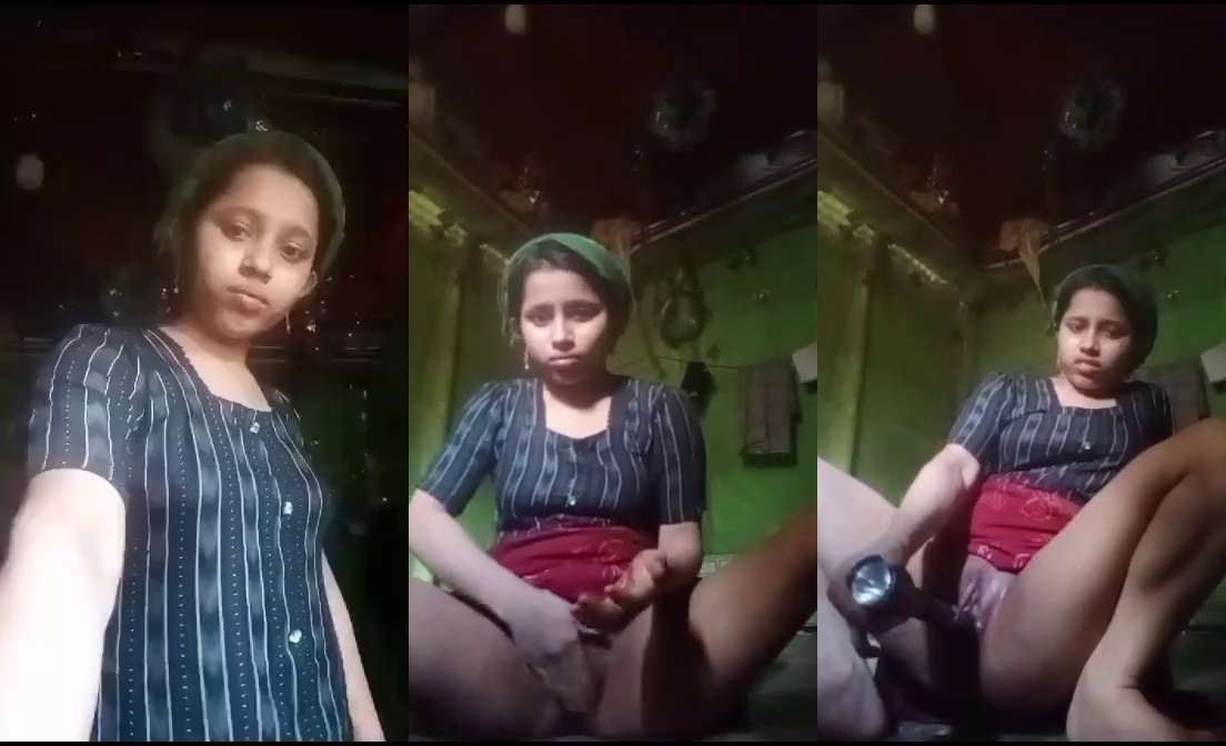 Sexy Innocent Girl Masturbating with Torch Light Viral Video