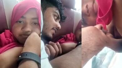 Cute Hijabi Muslim girl’s Boobs Sucked the Car Video HD