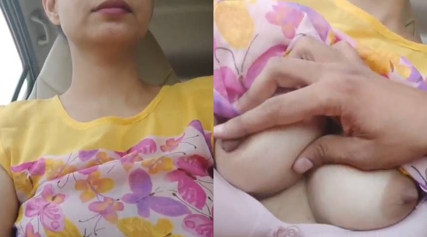 Pressing Sexy Indian Girl Boobs in Car Viral Video
