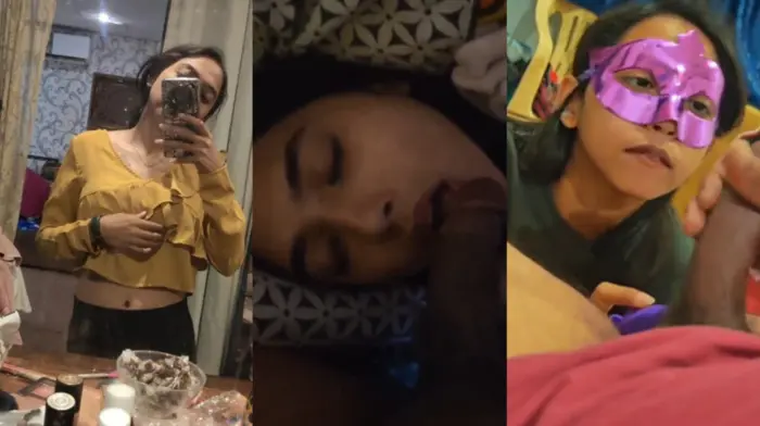 Cute Teen GF Mask blowjob Sex & Cumshot in Mouth Full Video